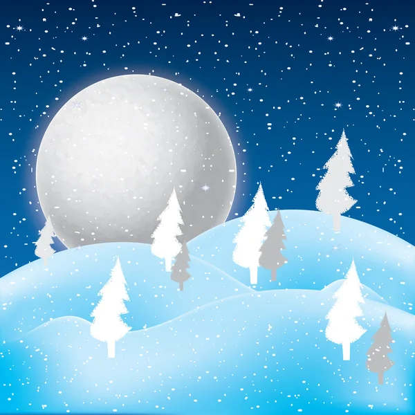 Vector de escena de invierno, nieve blanca y cielo azul . — Vector de stock