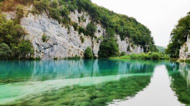 Hırvatistan 'daki Plitvice Gölleri Ulusal Parkı' nın güzel manzarası