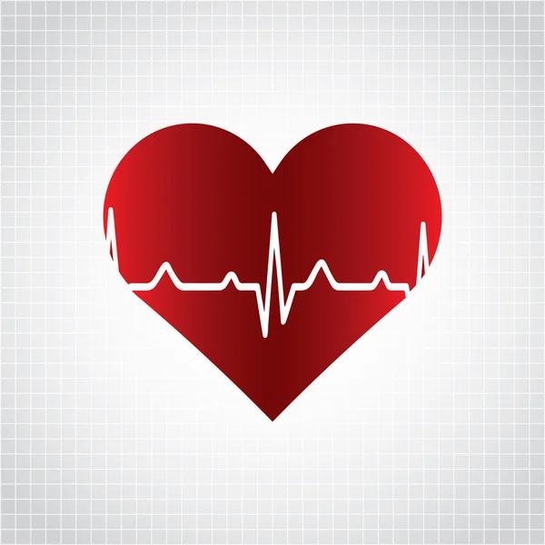 Corazón rojo con ekg en blanco - diseño médico . — Vector de stock