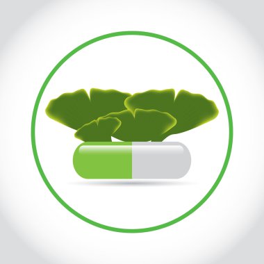 Ginkgo biloba yapraklı yeşil hap .