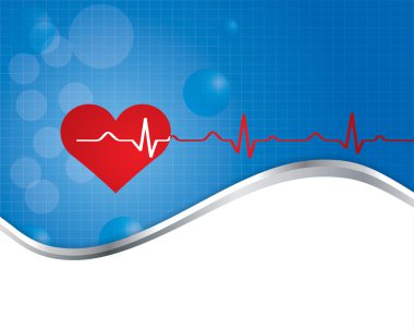 Ekg - tıbbi tasarım ile kırmızı kalp.