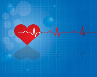Ekg - tıbbi tasarım ile kırmızı kalp.
