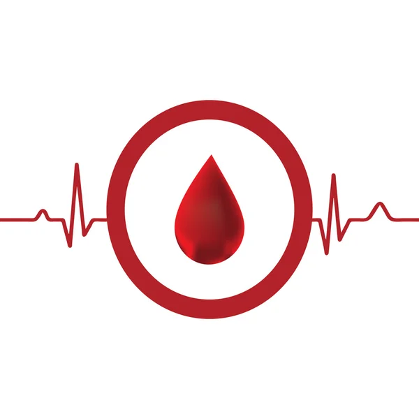 Rood hart met ekg op wit - medische ontwerp. — Stockvector