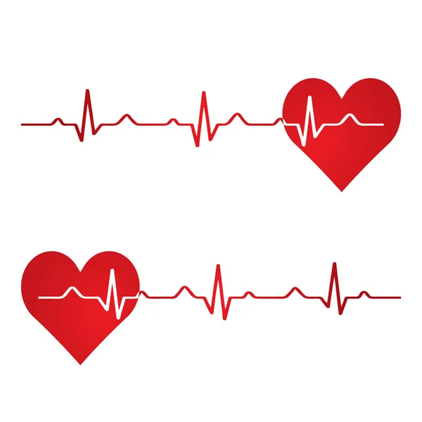 Red heart with ekg on white - medical design. — Stock Vector