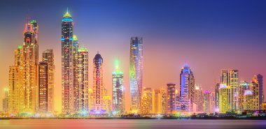 Dubai Yat Limanı güzellik Panoraması. Birleşik Arap Emirlikleri