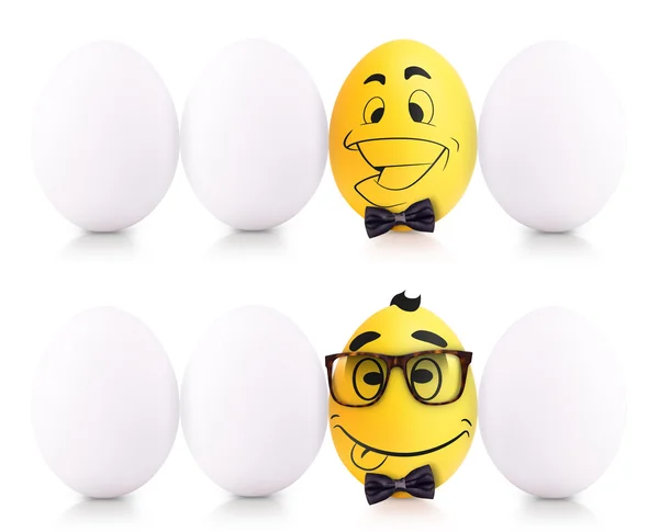 Conceito de ovos brancos e dourados de Páscoa em caixa — Fotografia de Stock