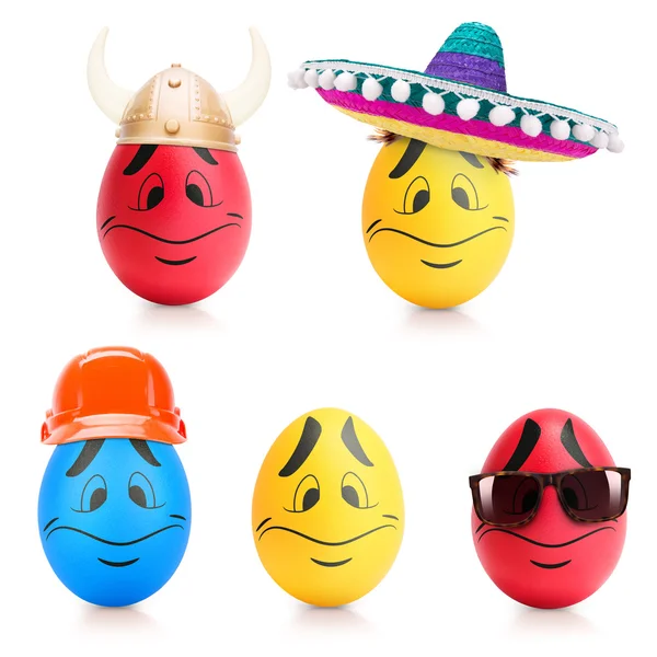Concept of Easter egg with emotions faces isolated — Stock Photo, Image