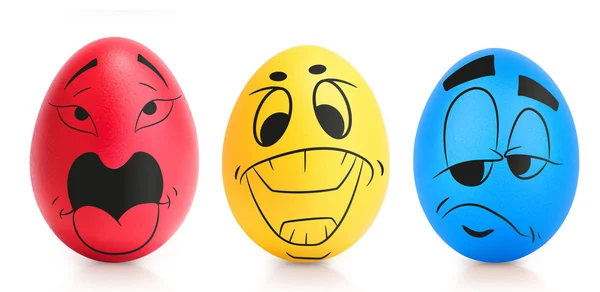 Концепція великодніх яєць з емоціями обличчя ізольовані — стокове фото