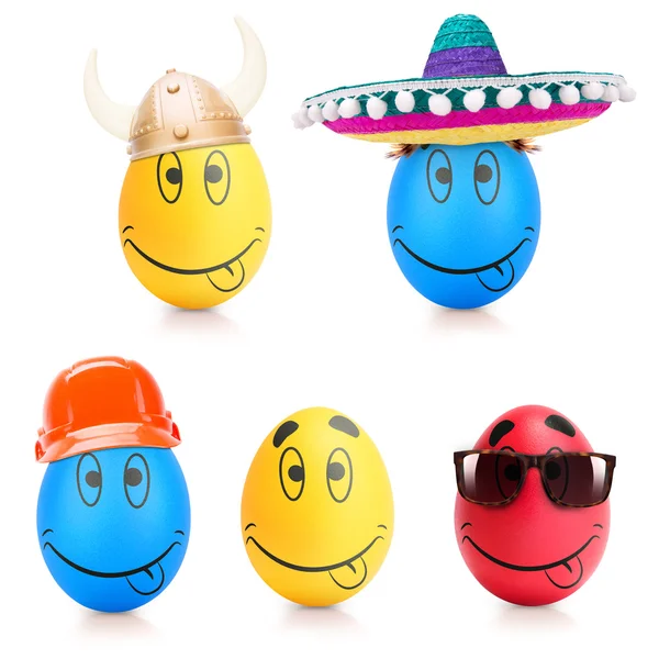 Concept of Easter egg with emotions faces isolated — Stock Photo, Image