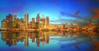Singapur manzarası ve marina Bay görünümü