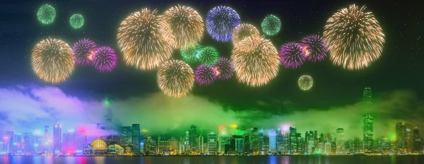 Fogos de artifício bonitos em Hong Kong — Fotografia de Stock