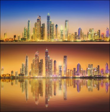Güzel cityscape kümesi ve kolaj Dubai