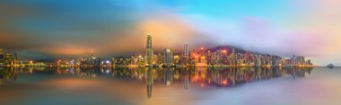 Panorama of Hong Kong and Financial district clipart
