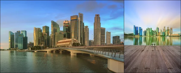 Beautiful cityscape set and collage of Marina Bay — Stock Photo, Image