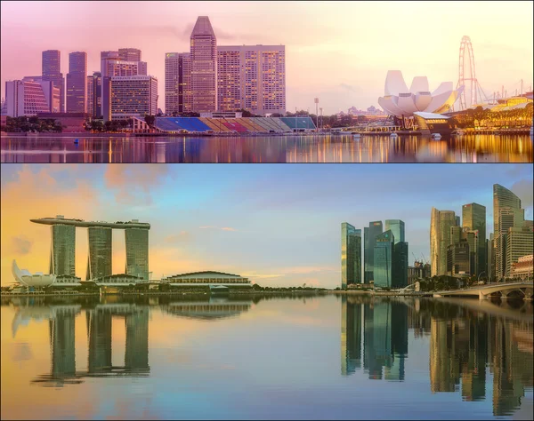 Beautiful cityscape set and collage of Marina Bay — Stock Photo, Image
