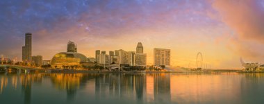 Singapur manzarası ve marina Bay görünümü