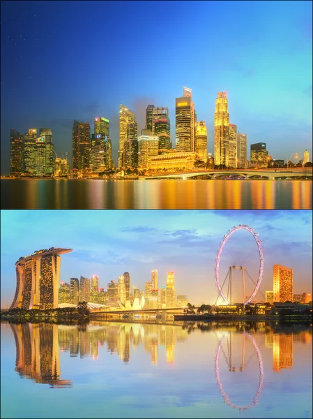 Beautiful cityscape set and collage of Marina Bay Royalty Free Stock Photos