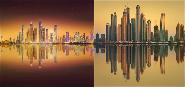 Hermoso conjunto de paisaje urbano y collage de Dubai —  Fotos de Stock