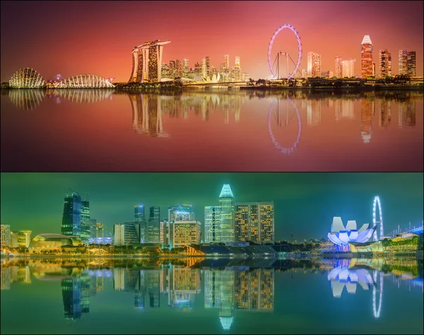 Beautiful cityscape set and collage of Marina Bay — Stock Photo, Image