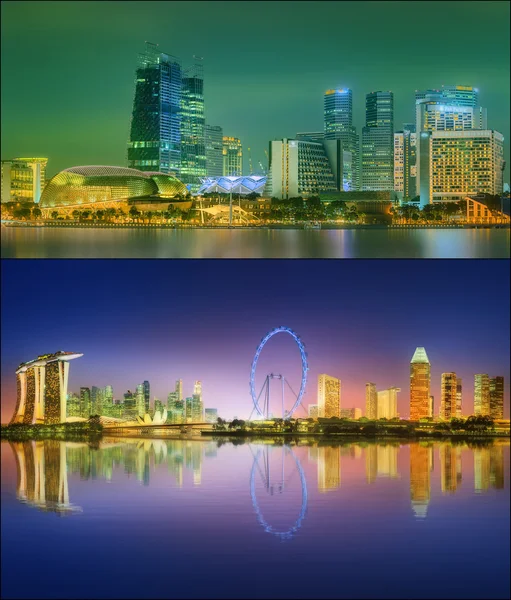 Beautiful cityscape set and collage of Marina Bay Stock Image