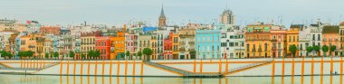 Seville panoramik cityscape tarihi binalar, şehir manzarası, Sevilla, İspanya