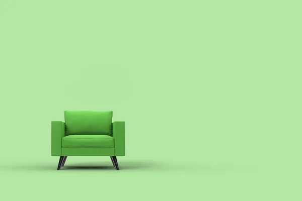 Зелене Крісло Подушками Зеленому Фоні Студії Візуалізація Ілюстрація Відкидача — стокове фото