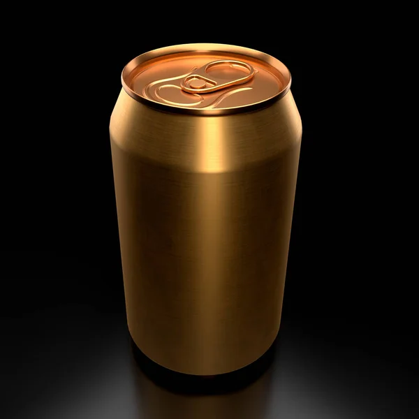 Złote Aluminiowe Piwo Lub Soda Mogą Być Izolowane Czarnym Tle — Zdjęcie stockowe