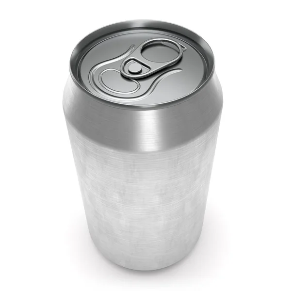 Zilver Aluminium Bier Blikje Frisdrank Geïsoleerd Witte Achtergrond Rendering Mockup — Stockfoto