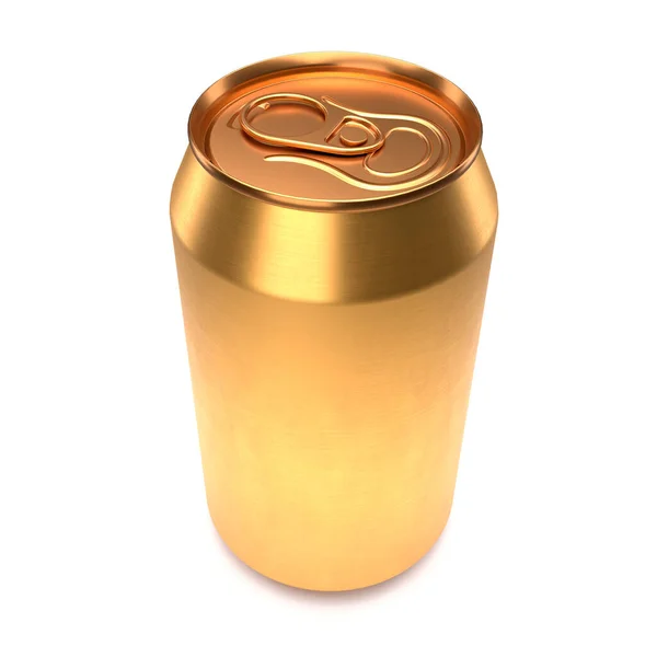 Cerveja Alumínio Dourado Refrigerante Pode Isolado Fundo Branco Conceito Renderização — Fotografia de Stock