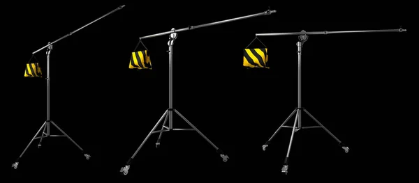 Photo studio boom with lightstand isolated on black background. — Stock Photo, Image