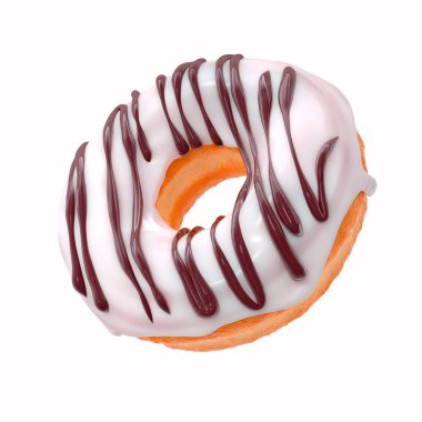 Glazed donut with sprinkles on a white background rotated in three quarters clipart