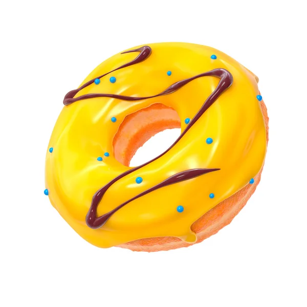 Glasierte Donut mit Streusel auf weißem Hintergrund in drei Vierteln gedreht — Stockfoto