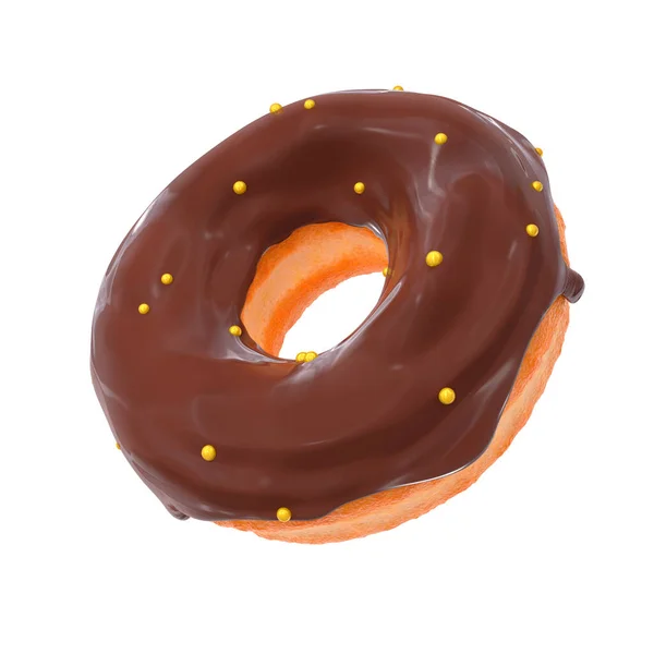 Glasierte Donut mit Streusel auf weißem Hintergrund in drei Vierteln gedreht — Stockfoto
