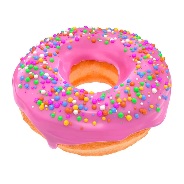 Глазурований пончик зі зморшками на білому тлі вид спереду — стокове фото