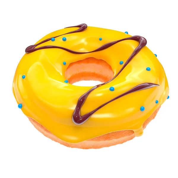 Glazed donut with sprinkles on a white background front view — Stock Photo, Image