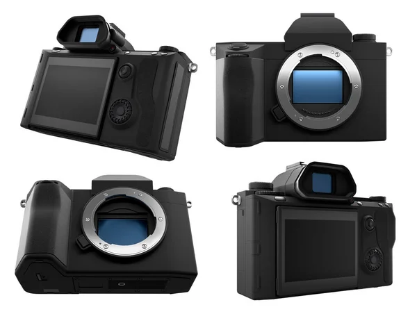 Concetto di fotocamera DSLR inesistente isolato su uno sfondo bianco. — Foto Stock