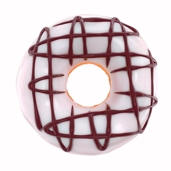 Donut vitrificado com polvilhas em um fundo branco vista frontal — Fotografia de Stock