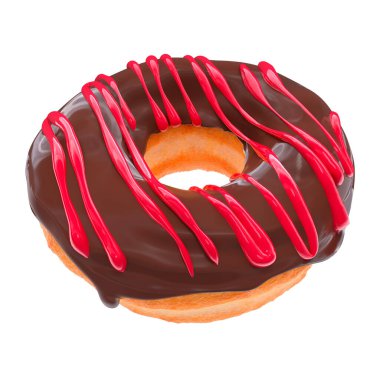 Beyaz arka plan manzaralı jöleli donut.