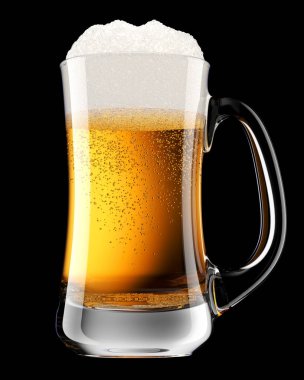 Siyah arka planda balonlu köpüklü buzlu hafif bira..