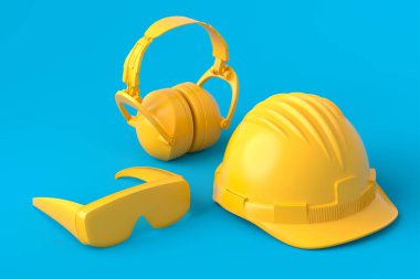 Mavi ve sarıyı onarmak için monokrom yapı araçlarının farklı görünümü