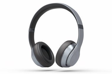 Oyun kulaklıkları ve müzik ekipmanları kavramı beyaz arka planda izole edildi.