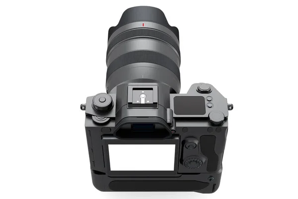 Concept van niet bestaande DSLR camera met macro lens geïsoleerd op witte achtergrond. — Stockfoto