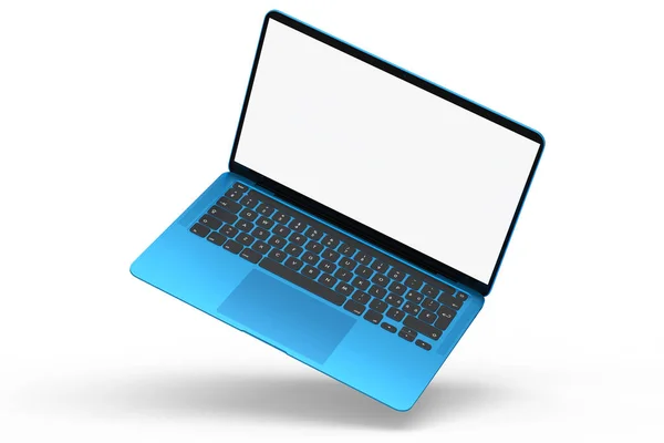 Realistic aluminum laptop with empty white screen isolated on white background. — Stock Photo, Image