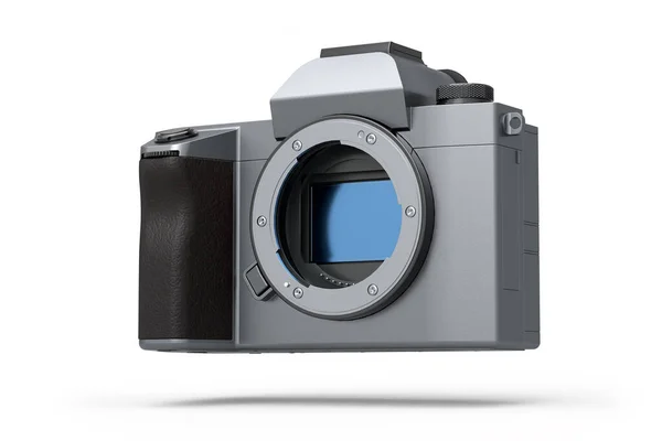 Concepto de cámara DSLR inexistente aislada sobre un fondo blanco. —  Fotos de Stock