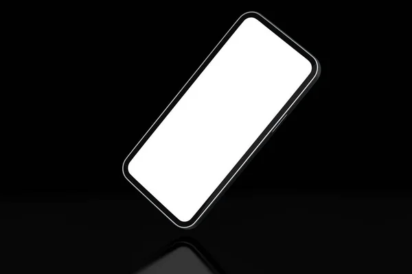 Realistic Smartphone Blank White Screen Isolated Black Background Rendering Phone — Stock Photo, Image