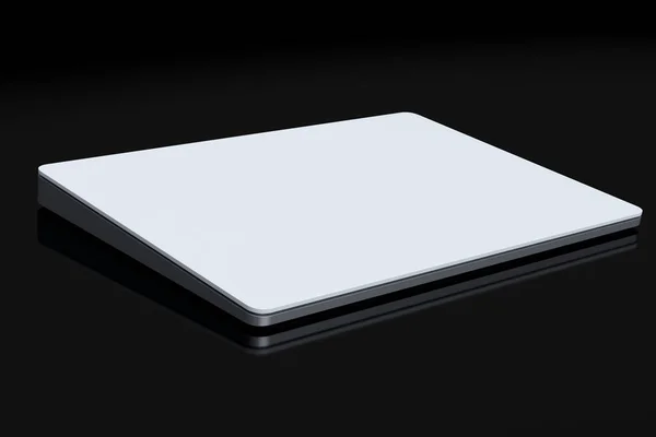 Zilveren Computer Trackpad Draadloos Touch Pad Geïsoleerd Zwarte Achtergrond Weergave — Stockfoto