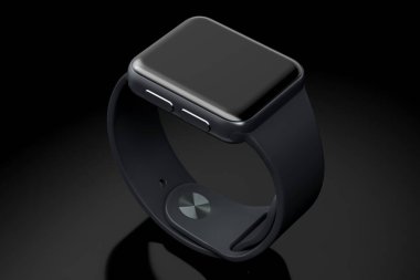 Paslanmaz gümüş akıllı saat ya da izleyici siyah arkaplanda izole edildi.