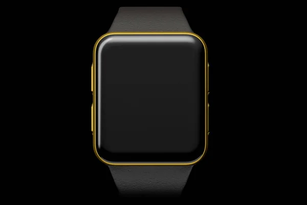 黑色背景隔离的不锈钢金智能手表或健身跟踪器. — 图库照片