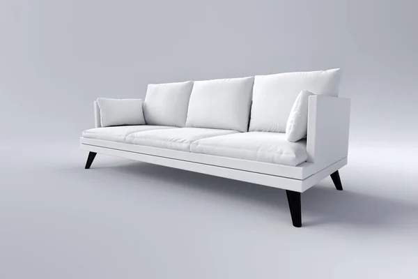 Monochrome couch with pillows on studio white background. — Stock Photo, Image