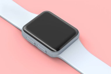 Paslanmaz gümüş akıllı saat veya pembeye izole edilmiş fitness izleyici.